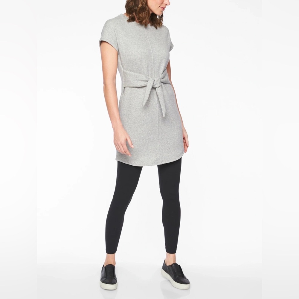 Athleta Women’s Embrace Tie Sweatshirt Dress Size Small Gray Cotton - Picture 2 of 12